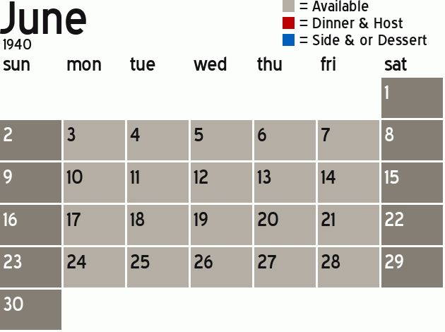Missionary Dinner Calendar