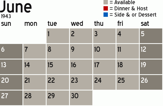 Missionary Dinner Calendar