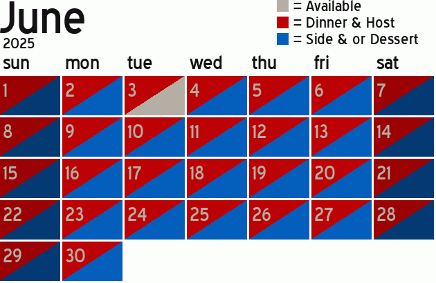 Missionary Dinner Calendar
