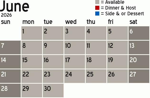 Missionary Dinner Calendar