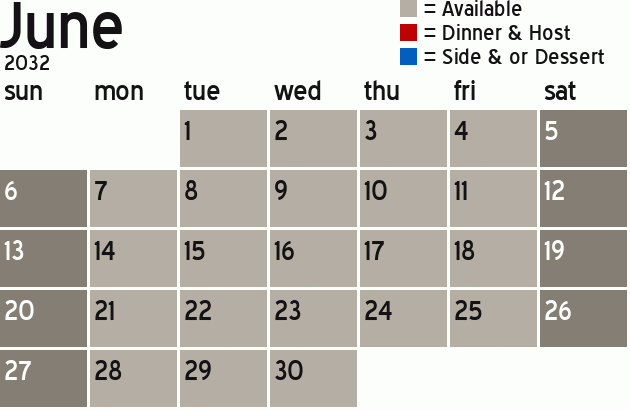 Missionary Dinner Calendar