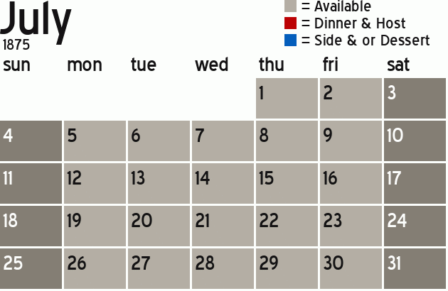 Missionary Dinner Calendar
