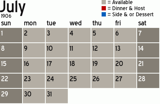 Missionary Dinner Calendar