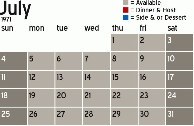 Missionary Dinner Calendar