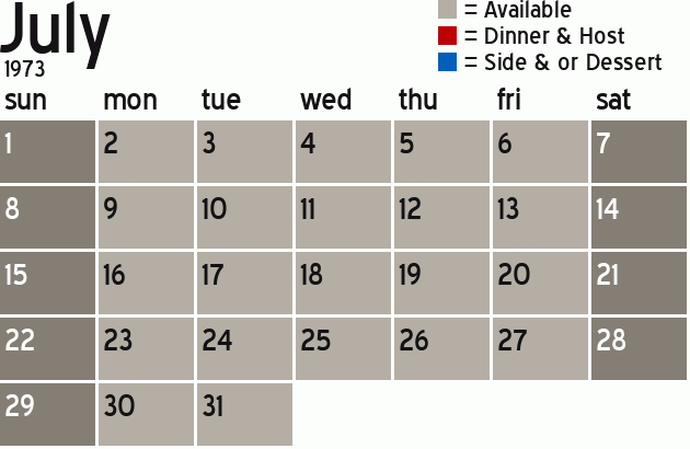 Missionary Dinner Calendar
