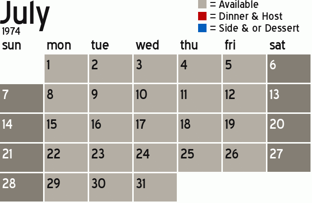 Missionary Dinner Calendar