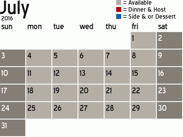 Missionary Dinner Calendar