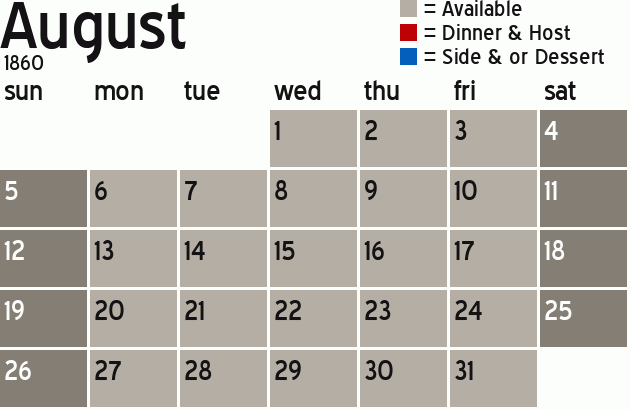 Missionary Dinner Calendar