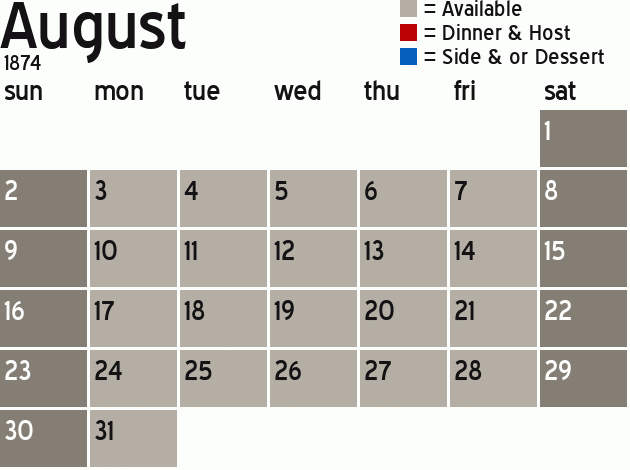 Missionary Dinner Calendar