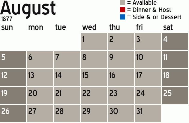 Missionary Dinner Calendar