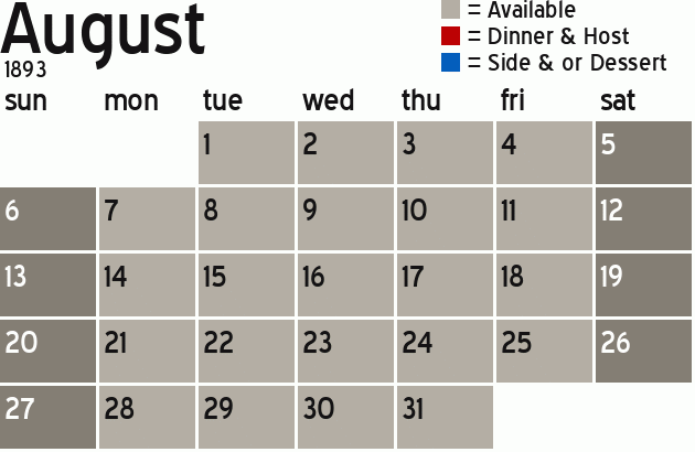 Missionary Dinner Calendar