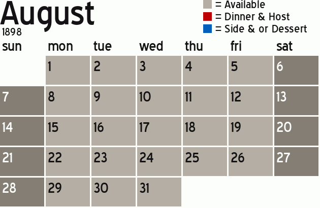 Missionary Dinner Calendar