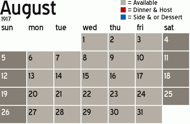 Missionary Dinner Calendar