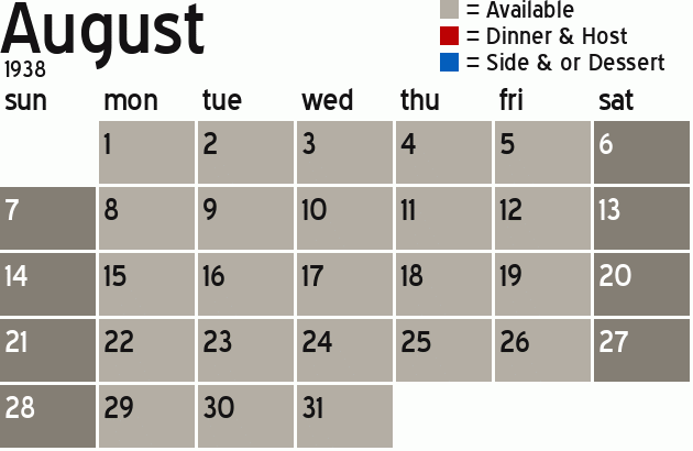 Missionary Dinner Calendar