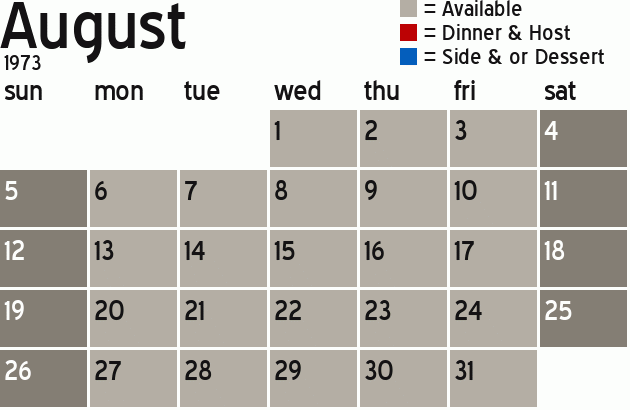 Missionary Dinner Calendar