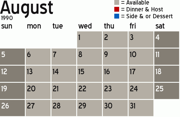 Missionary Dinner Calendar