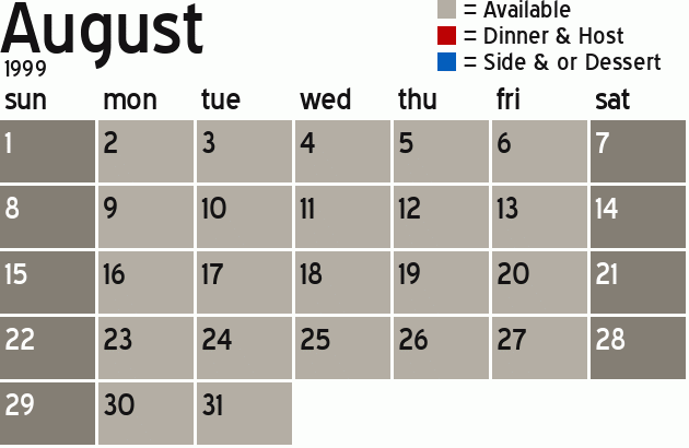 Missionary Dinner Calendar