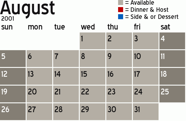 Missionary Dinner Calendar