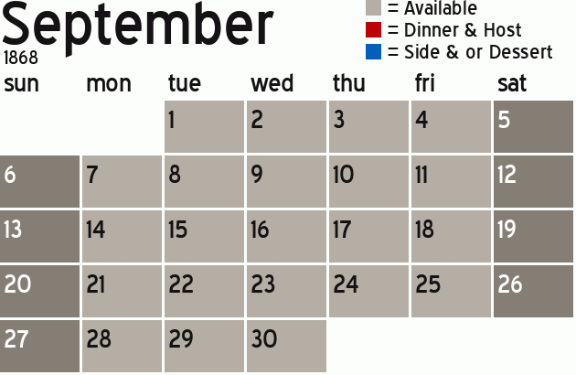 Missionary Dinner Calendar
