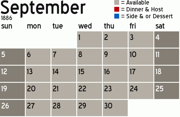 Missionary Dinner Calendar