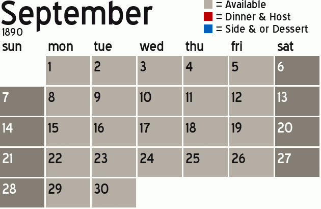 Missionary Dinner Calendar