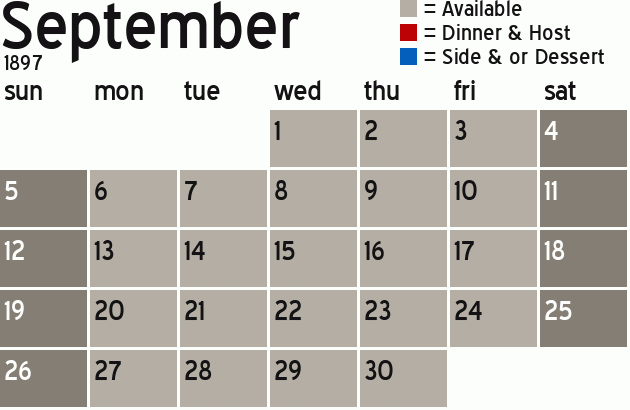 Missionary Dinner Calendar