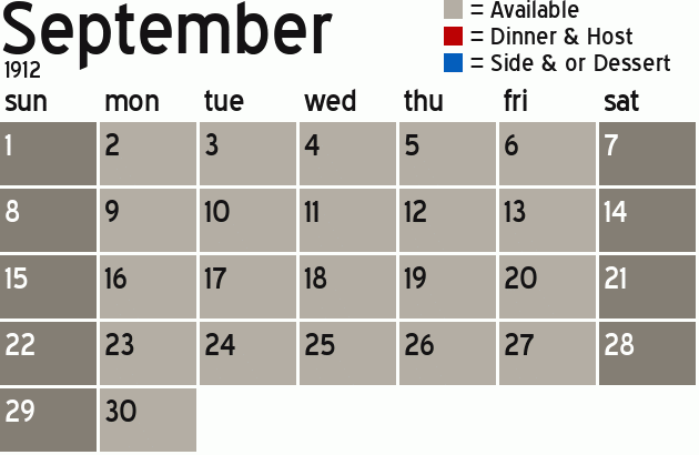 Missionary Dinner Calendar