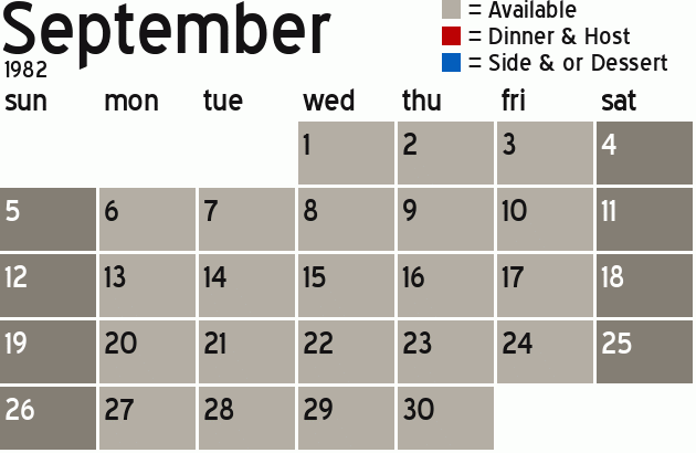 Missionary Dinner Calendar