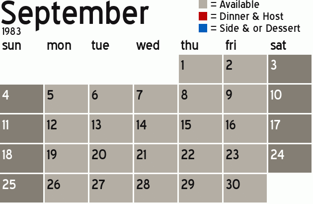 Missionary Dinner Calendar