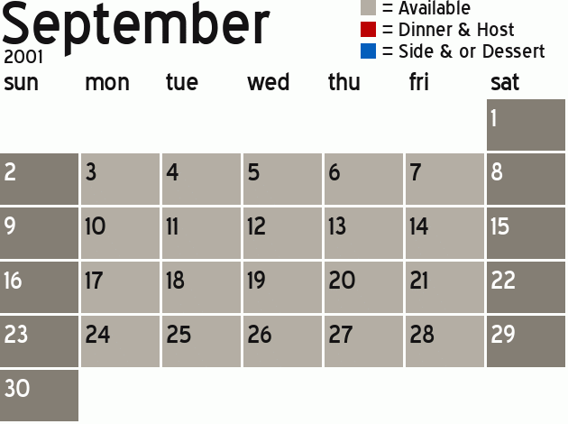 Missionary Dinner Calendar