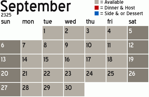 Missionary Dinner Calendar