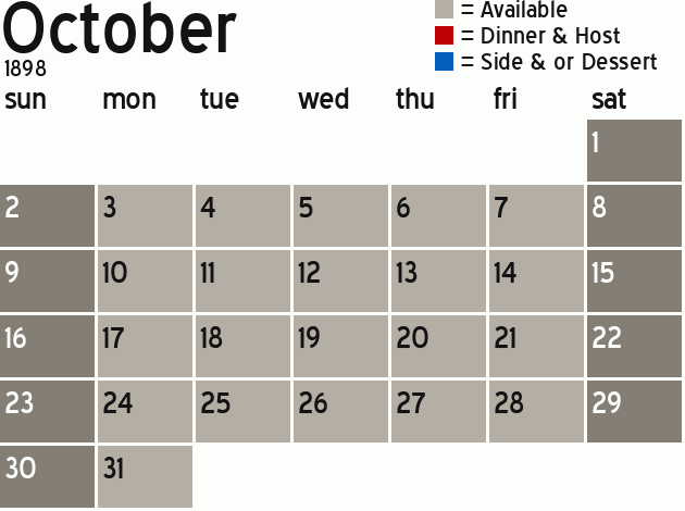 Missionary Dinner Calendar