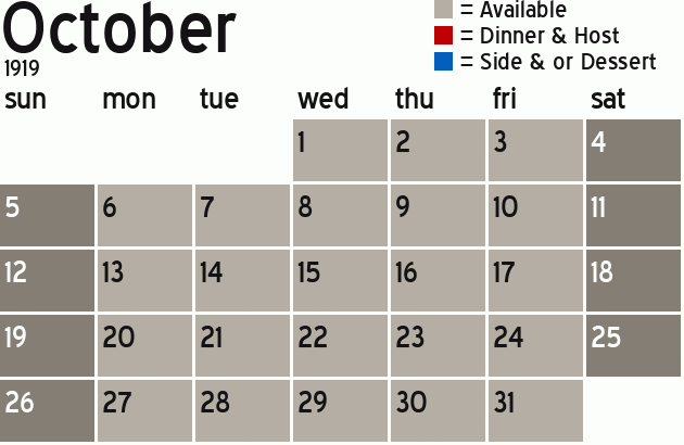 Missionary Dinner Calendar