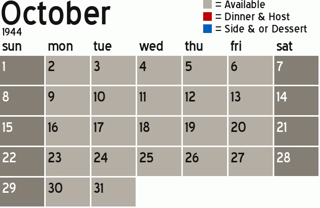Missionary Dinner Calendar
