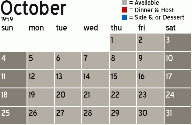 Missionary Dinner Calendar