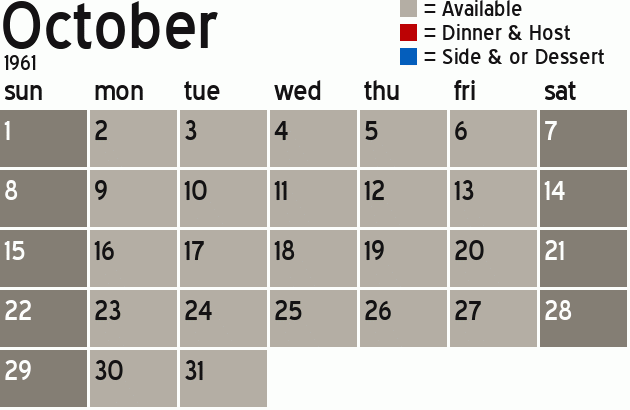 Missionary Dinner Calendar