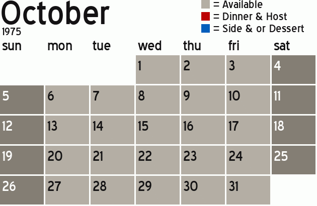Missionary Dinner Calendar