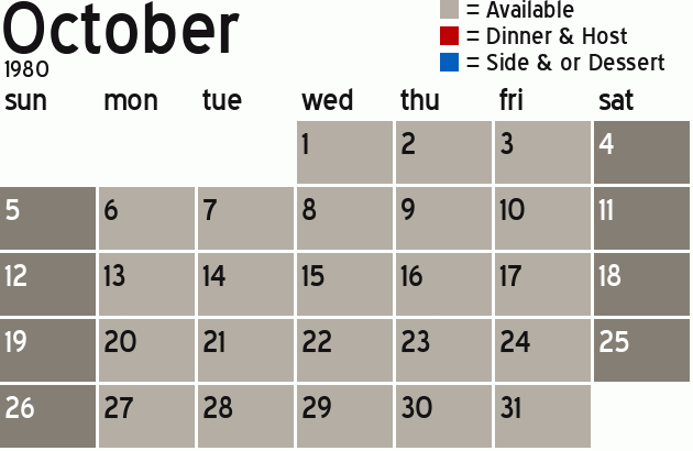 Missionary Dinner Calendar