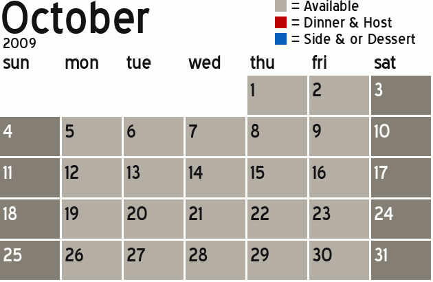 Missionary Dinner Calendar