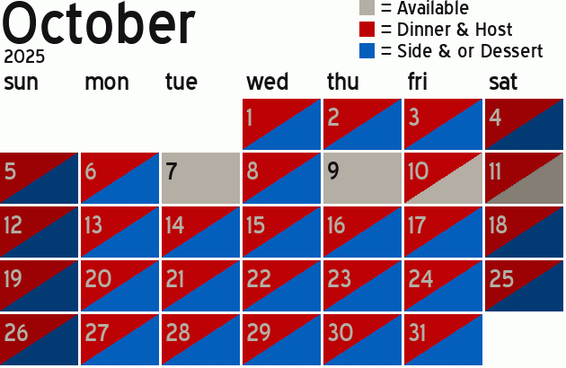 Missionary Dinner Calendar