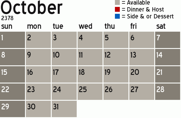Missionary Dinner Calendar