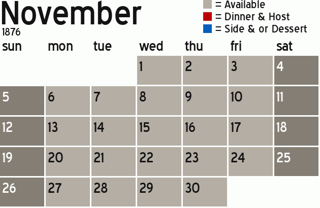 Missionary Dinner Calendar