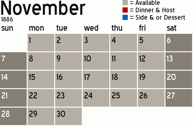Missionary Dinner Calendar