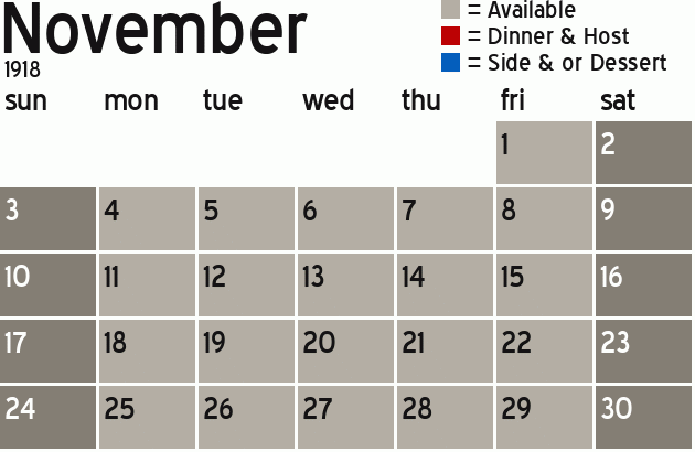 Missionary Dinner Calendar