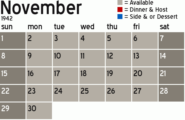 Missionary Dinner Calendar