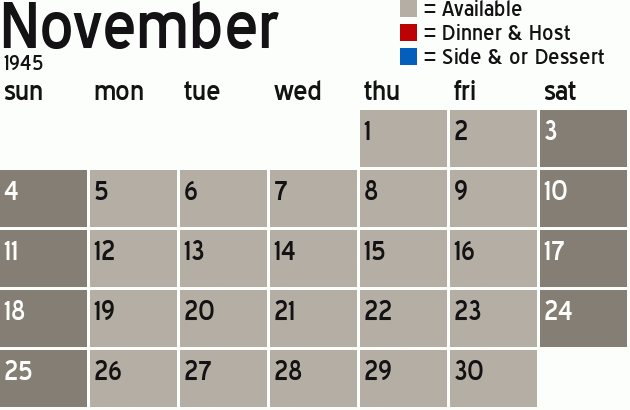 Missionary Dinner Calendar
