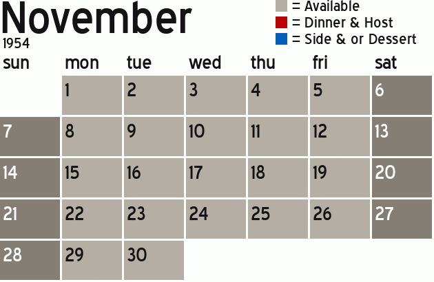 Missionary Dinner Calendar