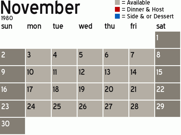 Missionary Dinner Calendar