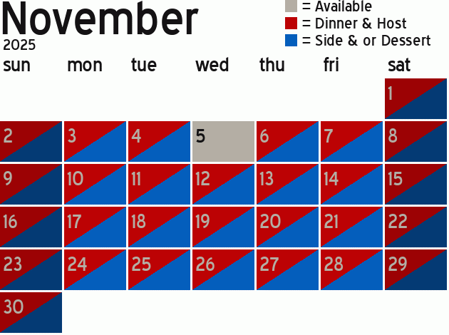Missionary Dinner Calendar