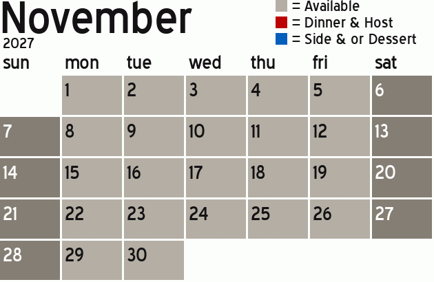 Missionary Dinner Calendar